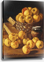 Постер Мелендес Луис Apples in a Basket, a Jar and Condiment Boxes on a Table, Постер Мелендес Луис Apples in a Basket, a Jar and Condiment Boxes on a Table,