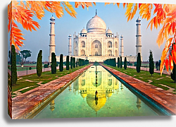 Постер Индия. Taj Mahal at sunrise, Agra, Uttar Pradesh Постер Индия. Taj Mahal at sunrise, Agra, Uttar Pradesh