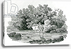 Постер Бевик Томас An Angler in a River Pool, from 'British Birds', 1804 Постер Бевик Томас An Angler in a River Pool, from 'British Birds', 1804