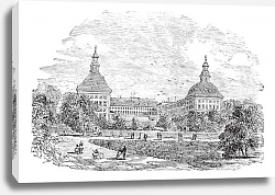 Постер The ducal palace or Schloss Friedenstein in Gotha Germany vintage engraving Постер The ducal palace or Schloss Friedenstein in Gotha Germany vintage engraving