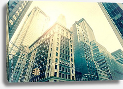 Постер США, Нью-Йорк. Wall Street Skyscrapers, Manhattan Постер США, Нью-Йорк. Wall Street Skyscrapers, Manhattan