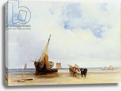 Постер Бонингтон Ричард Beached Vessels and a Wagon near Trouville, c.1825 Постер Бонингтон Ричард Beached Vessels and a Wagon near Trouville, c.1825