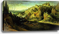 Постер Валкенборх Лукас Mountain Landscape with a surprise attack, c.1585 Постер Валкенборх Лукас Mountain Landscape with a surprise attack, c.1585