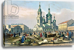 Постер Перро Фердинанд The Hay Square in St. Petersburg, c.1840 Постер Перро Фердинанд The Hay Square in St. Petersburg, c.1840