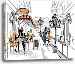 Постер Series of the streets with people in the old city. Постер Series of the streets with people in the old city.