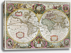 Постер Хондиус Энрике A New Land and Water Map of the Entire Earth, 1630 Постер Хондиус Энрике A New Land and Water Map of the Entire Earth, 1630