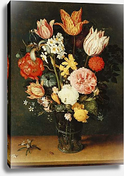 Постер Аст Балтазар Tulips, Roses and other Flowers in a Glass Vase Постер Аст Балтазар Tulips, Roses and other Flowers in a Glass Vase