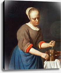 Постер Метсю Габриэль Young girl with a pestle and mortar Постер Метсю Габриэль Young girl with a pestle and mortar