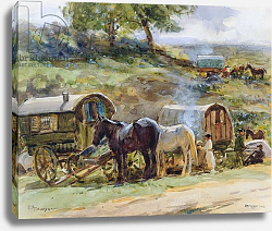 Постер Аткинсон Джон Gypsy Encampment, Appleby, 1919 Постер Аткинсон Джон Gypsy Encampment, Appleby, 1919