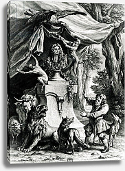 Постер Одри Жан-Батист Allegorical portrait of Jean de La Fontaine surrounded by animals from his fables Постер Одри Жан-Батист Allegorical portrait of Jean de La Fontaine surrounded by animals from his fables