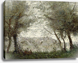 Постер Коро Жан (Jean-Baptiste Corot) The Pond at Ville-d'Avray through the Trees, 1871 Постер Коро Жан (Jean-Baptiste Corot) The Pond at Ville-d'Avray through the Trees, 1871