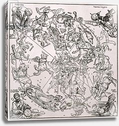 Постер Дюрер Альбрехт Map of the Northern Sky with representations of the constellations, decorated, c.1515 Постер Дюрер Альбрехт Map of the Northern Sky with representations of the constellations, decorated, c.1515