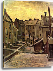 Постер Ван Гог Винсент (Vincent Van Gogh) Задворки старых домов в Антверпене, в снегу Постер Ван Гог Винсент (Vincent Van Gogh) Задворки старых домов в Антверпене, в снегу