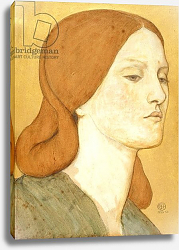 Постер Розетти Данте No.1575 Head of a girl in a green dress, 1850-65 Постер Розетти Данте No.1575 Head of a girl in a green dress, 1850-65