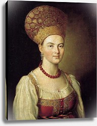 Постер Портрет неизвестной крестьянки в русском костюме. 1784 Постер Портрет неизвестной крестьянки в русском костюме. 1784