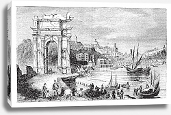 Постер Ancona and the Arches of Trajan, Italy. Scene from 1890, old vintage illustration. Постер Ancona and the Arches of Trajan, Italy. Scene from 1890, old vintage illustration.