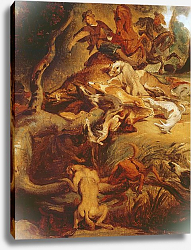 Постер Делакруа Эжен (Eugene Delacroix) Detail of The Wild Boar Hunt, after a painting by Rubens, c.1840-50 Постер Делакруа Эжен (Eugene Delacroix) Detail of The Wild Boar Hunt, after a painting by Rubens, c.1840-50
