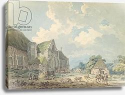 Постер Гиртин Томас The Tithe Barn at Abbotsbury with the Abbey on the hill..., c.1795 Постер Гиртин Томас The Tithe Barn at Abbotsbury with the Abbey on the hill..., c.1795