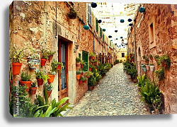 Постер Испания. Street in Valldemossa village Постер Испания. Street in Valldemossa village