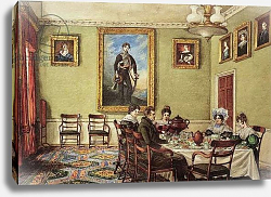 Постер Бест Мари Dining room at Langton Hall, family at breakfast, c.1832-3 Постер Бест Мари Dining room at Langton Hall, family at breakfast, c.1832-3