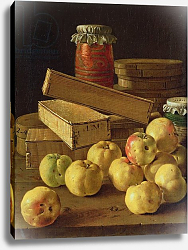 Постер Мелендес Луис Still life with apples, pots of jam and boxes of cake Постер Мелендес Луис Still life with apples, pots of jam and boxes of cake