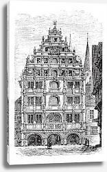 Постер The Gewandhaus of Brunswick, or Braunschweig, Lower Saxony, Germany. Vintage engraving. Постер The Gewandhaus of Brunswick, or Braunschweig, Lower Saxony, Germany. Vintage engraving.