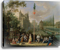 Постер Джисельс Питер Elegant figures playing musical instruments around a maypole Постер Джисельс Питер Elegant figures playing musical instruments around a maypole