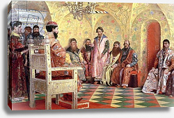 Постер Рябушкин Андрей Tsar Mikhail Fyodorovich with Boyars Sitting in His Room, 1893 Постер Рябушкин Андрей Tsar Mikhail Fyodorovich with Boyars Sitting in His Room, 1893