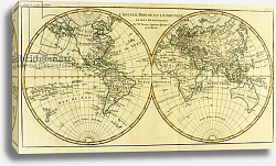 Постер Бонне Чарльз (карты) Map of the World in two Hemispheres, 1780 Постер Бонне Чарльз (карты) Map of the World in two Hemispheres, 1780