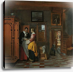 Постер Хук Питер Interior with Women beside a Linen Cupboard, 1663 Постер Хук Питер Interior with Women beside a Linen Cupboard, 1663