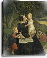 Постер Васман Рудольф Emilie Marie Wasmann, the artist's wife, with Elise and Erich, their oldest children, 1860 Постер Васман Рудольф Emilie Marie Wasmann, the artist's wife, with Elise and Erich, their oldest children, 1860