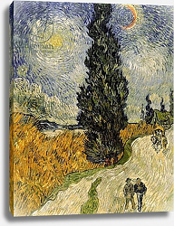 Постер Ван Гог Винсент (Vincent Van Gogh) Road with Cypresses, 1890 2 Постер Ван Гог Винсент (Vincent Van Gogh) Road with Cypresses, 1890 2