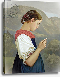 Постер Васман Рудольф Tyrolean Girl Contemplating a Crucifix, 1865 Постер Васман Рудольф Tyrolean Girl Contemplating a Crucifix, 1865