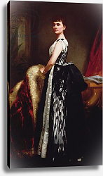 Постер Сант Джеймс Portrait of a young woman wearing a striped dress and standing in an interior Постер Сант Джеймс Portrait of a young woman wearing a striped dress and standing in an interior