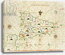 Постер Школа: Итальянская 17в. Sicily and the Straits of Messina, from a nautical atlas, 1646 Постер Школа: Итальянская 17в. Sicily and the Straits of Messina, from a nautical atlas, 1646