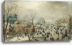 Постер Аверкамп Хендрик Winter Landscape with Skaters. c.1608 Постер Аверкамп Хендрик Winter Landscape with Skaters. c.1608