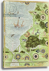 Постер Тестю Гульем (карты) Fol.39v Map of the Magellan Straits, from 'Cosmographie Universelle', 1555 Постер Тестю Гульем (карты) Fol.39v Map of the Magellan Straits, from 'Cosmographie Universelle', 1555