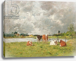 Постер Буден Эжен (Eugene Boudin) Cows in a Field under a Stormy Sky, 1877 Постер Буден Эжен (Eugene Boudin) Cows in a Field under a Stormy Sky, 1877
