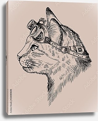 Постер Портрет кошки в стиле стимпанк