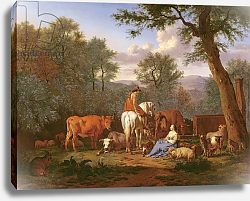 Постер Велде Адриан Landscape with Cattle and Figures, 1664 Постер Велде Адриан Landscape with Cattle and Figures, 1664