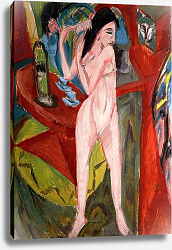 Постер Кирхнер Людвиг Эрнст Nude Woman Combing Her Hair, 1913 Постер Кирхнер Людвиг Эрнст Nude Woman Combing Her Hair, 1913