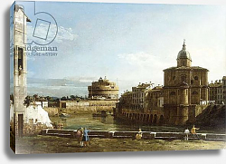 Постер Беллотто Бернардо A View of Rome along the Tiber, with the Church of San Giovanni dei Fiorentini beyond, Постер Беллотто Бернардо A View of Rome along the Tiber, with the Church of San Giovanni dei Fiorentini beyond,