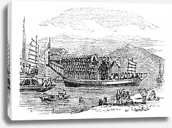 Постер Flower boat, in Canton or Guangzhou, China vintage engraving Постер Flower boat, in Canton or Guangzhou, China vintage engraving