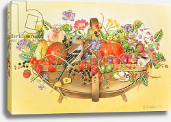 Постер Уоттс Э. (совр) Trug with Fruit, Flowers and Chaffinches, 1991 Постер Уоттс Э. (совр) Trug with Fruit, Flowers and Chaffinches, 1991