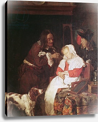 Постер Метсю Габриэль Two Men with a Sleeping Woman, c.1655-60 Постер Метсю Габриэль Two Men with a Sleeping Woman, c.1655-60