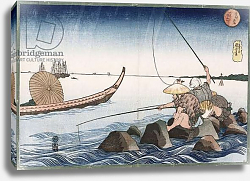 Постер Киниоши Утагава Three Anglers Fishing at Teppozu', from the series 'Famous places of the Eastern Capital' Постер Киниоши Утагава Three Anglers Fishing at Teppozu', from the series 'Famous places of the Eastern Capital'