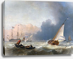 Постер Rough seas with a Dutch yacht under sail Постер Rough seas with a Dutch yacht under sail