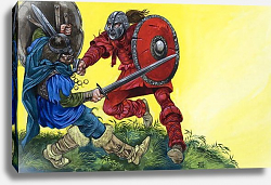 Постер Хук Ричард (дет) The Red Knight fells Balin with a mighty blow, 1972 Постер Хук Ричард (дет) The Red Knight fells Balin with a mighty blow, 1972