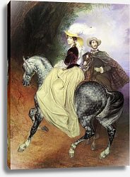 Постер Брюллов Карл Всадники (Портрет Е.И.Мюссара и Э.Мюссар). 1832 Постер Брюллов Карл Всадники (Портрет Е.И.Мюссара и Э.Мюссар). 1832