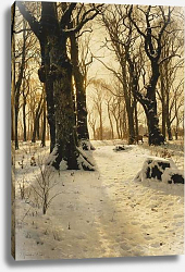 Постер Монстед Петер A Wooded Winter Landscape with Deer, 1912 Постер Монстед Петер A Wooded Winter Landscape with Deer, 1912